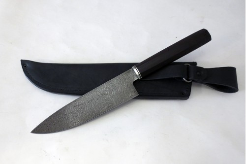 Нож "Кухонный" из дамасской стали (граненая рукоять) кух003