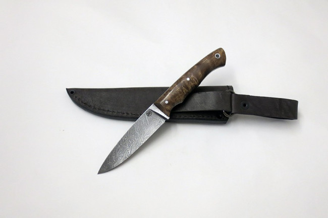 Нож "Игла" из дамасской стали цельнометаллический дцм017