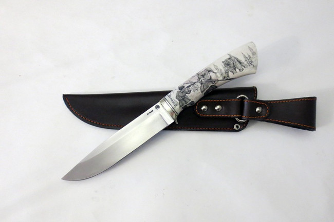 Нож Гепард 6  из стали Elmax (рог, скримшоу) elmax038