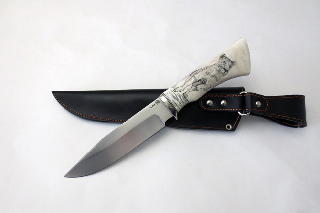 Нож Олень 5 из стали Elmax (рог, скримшоу) elmax036