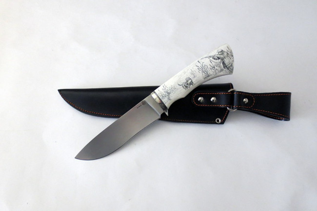 Нож Шершень из стали Elmax (рог, скримшоу) elmax037