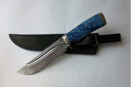 Нож "Охотник" дамаск с долами п033