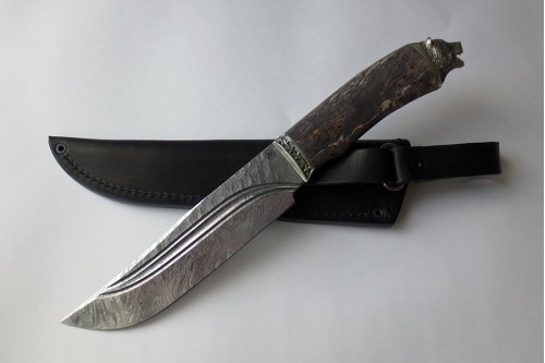 Нож "Таежный - 1" дамаск с долами п034