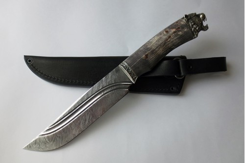 Нож "Таежный - 2" дамаск с долами п035