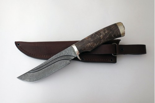 Нож "Куница" дамаск с долами п038