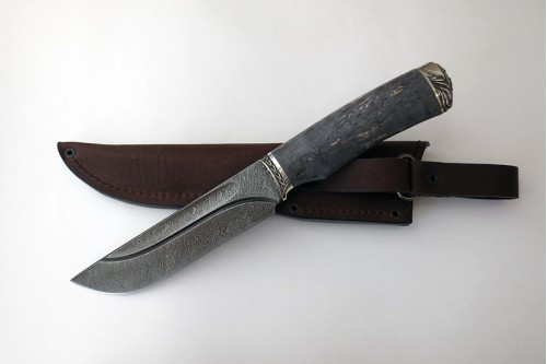 Нож "Охотник-1" дамаск с долами п040