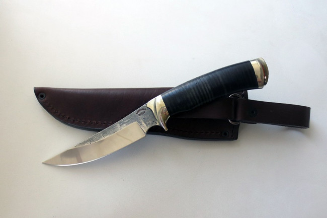 Нож Акула (малый) сталь 95Х18 (нерж.) след ковки 95х18ков-кожа-млх-02