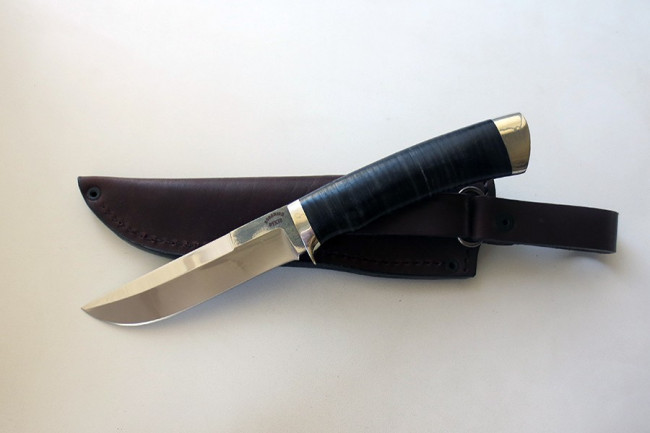 Нож Кабан (малый) сталь 95Х18 (нерж.) след ковки 95х18ков-кожа-млх-05