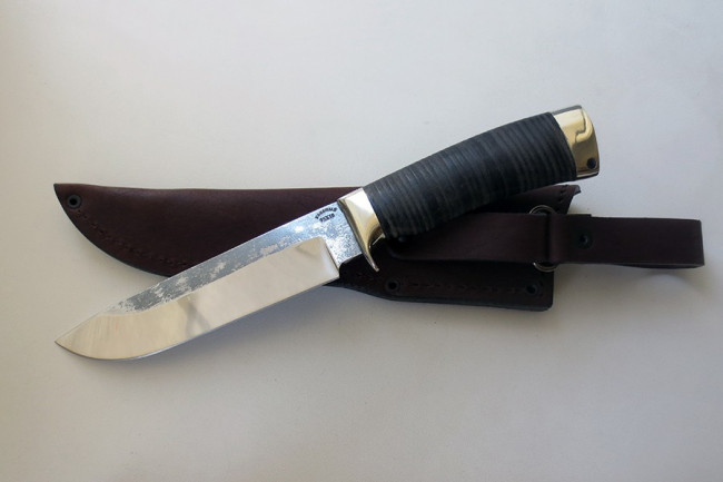 Нож Морж сталь 95Х18 (нерж.) след ковки 95х18ков-кожа-млх -06